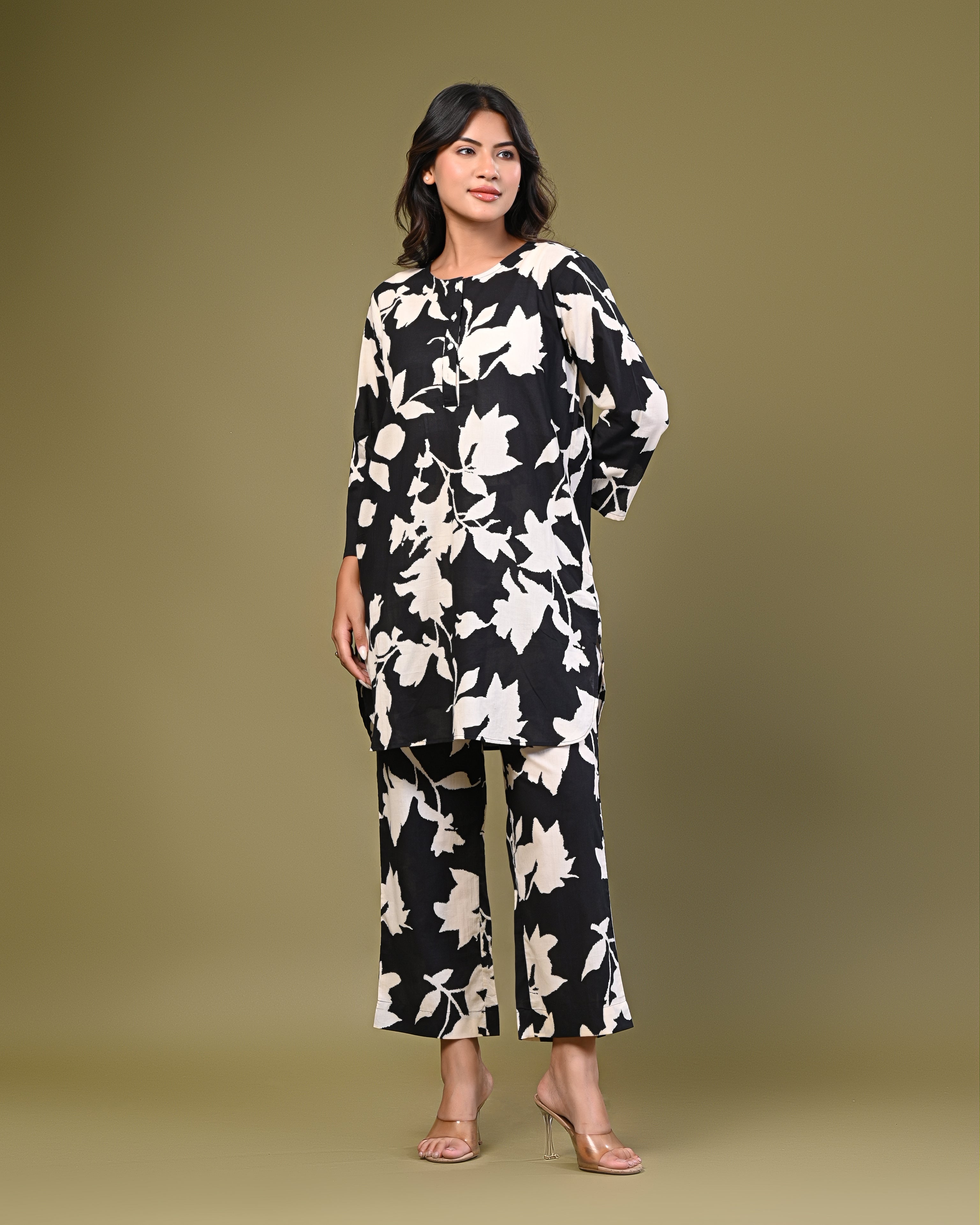 Black & White Floral Printed Co-ord Set