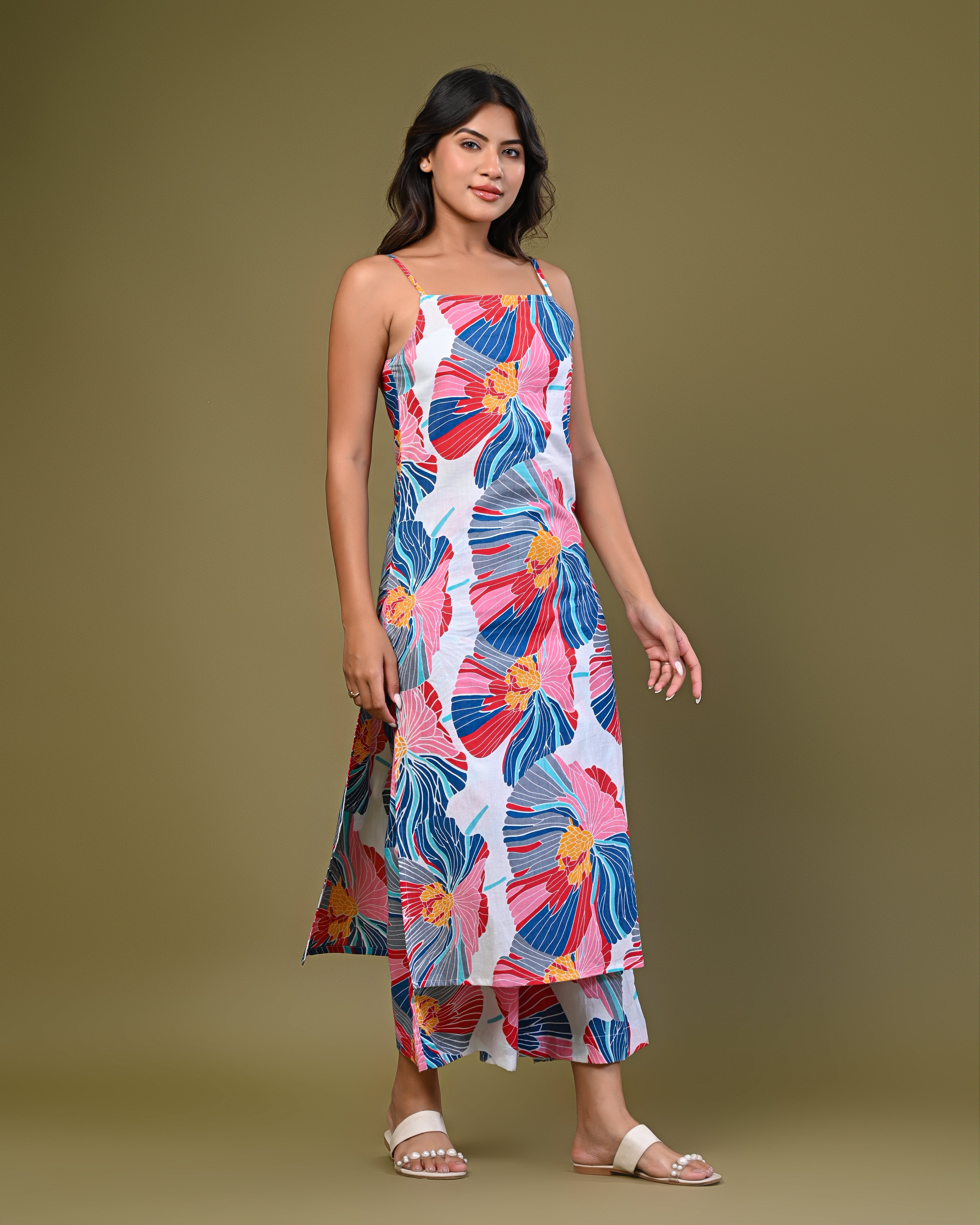 Women's Sleeveless Floral Printed Co-ord Set