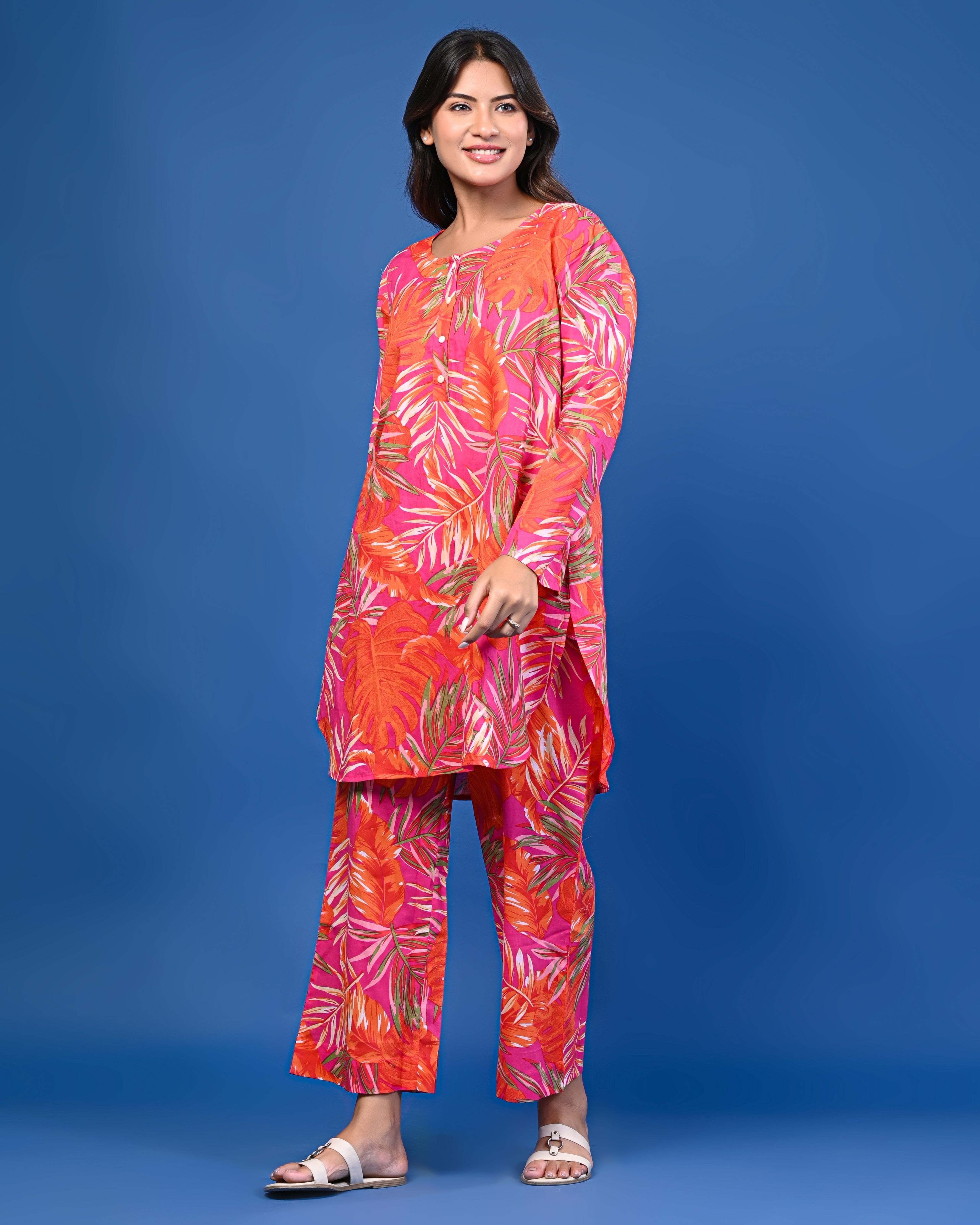 Tropical Leaf Print Co-ord Set