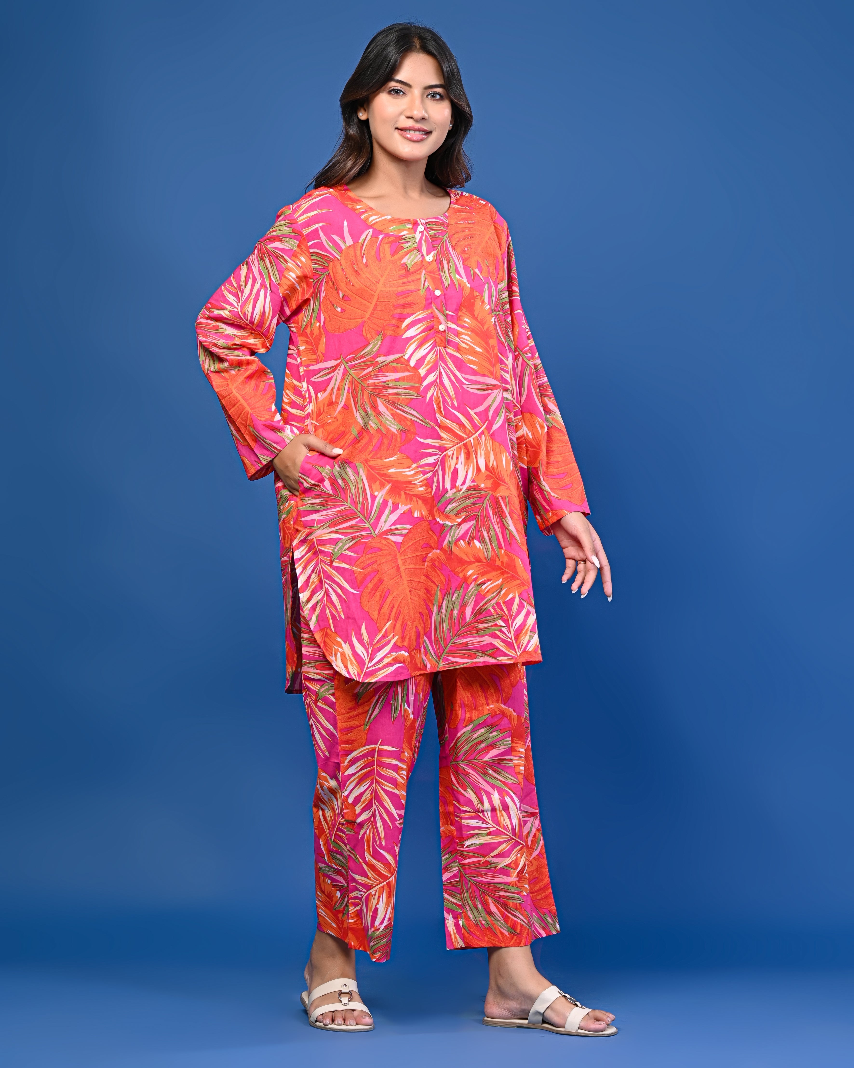 Tropical Leaf Print Co-ord Set